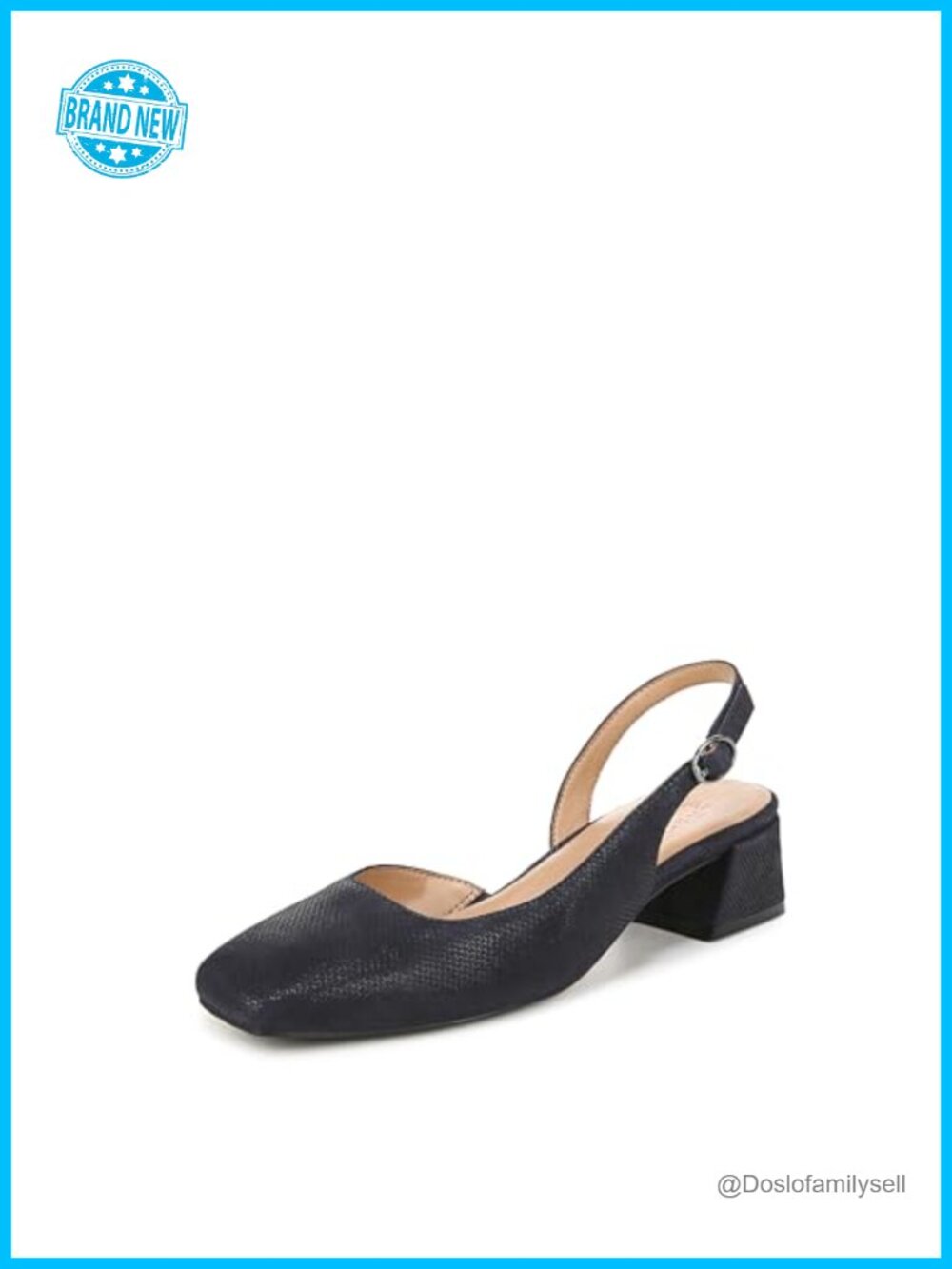 Slingback Block Heel Pump D'Orsay Square Toe Dress Shoe